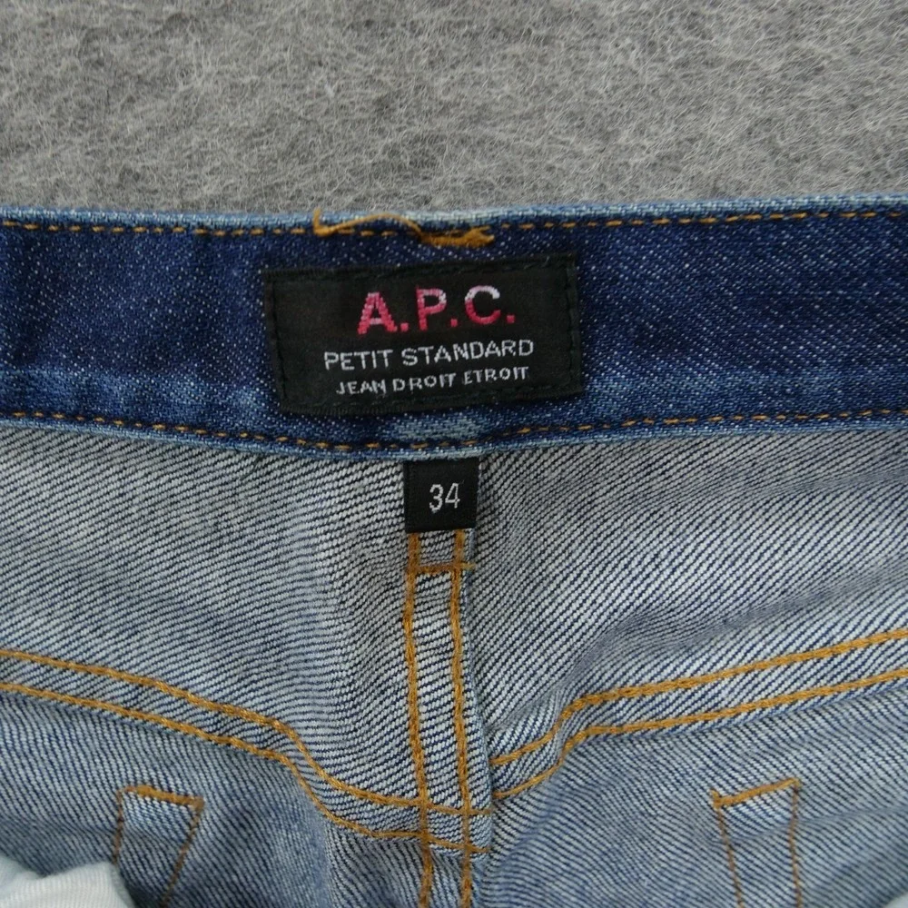APC Jeans Mens 34 Blue Petit Standard Slim Straight Denim Button Fly Dark Wash